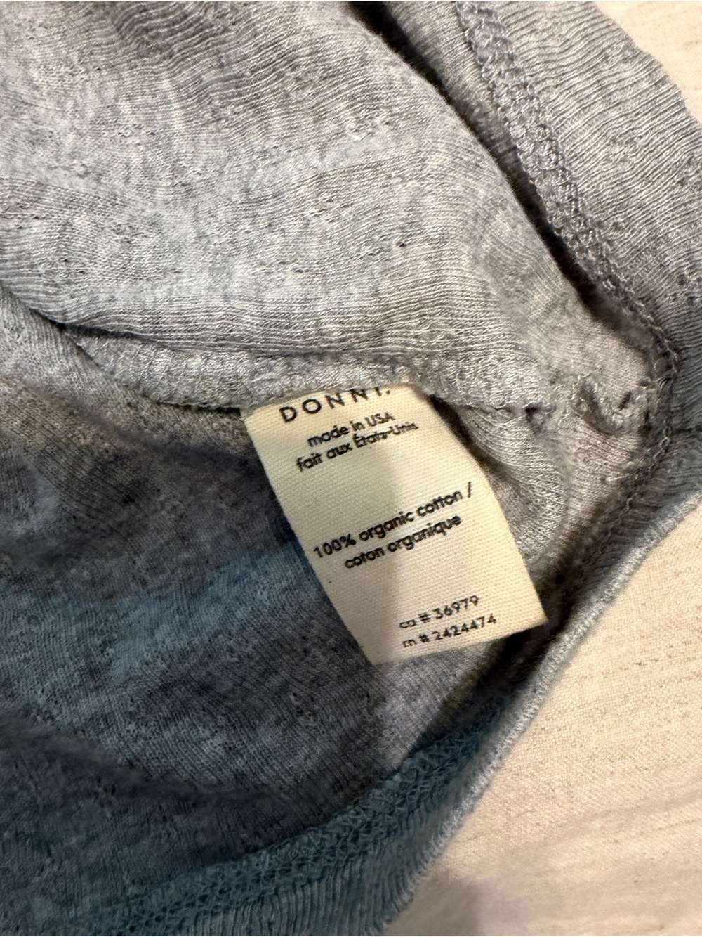 DONNI. Gray Pointelle Tee - Picture 3 of 3